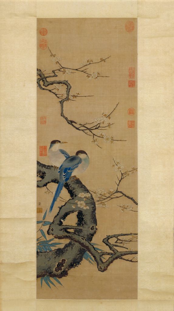 图片[1]-Shen Zifan tapestry plum magpie scroll-China Archive